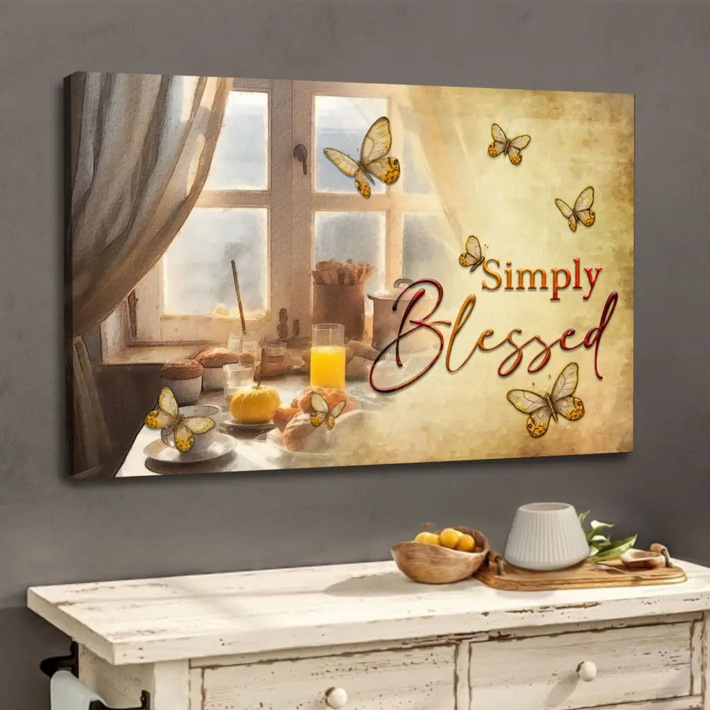 Simply Blessed, Butterfly Window, Wall Art Canvas