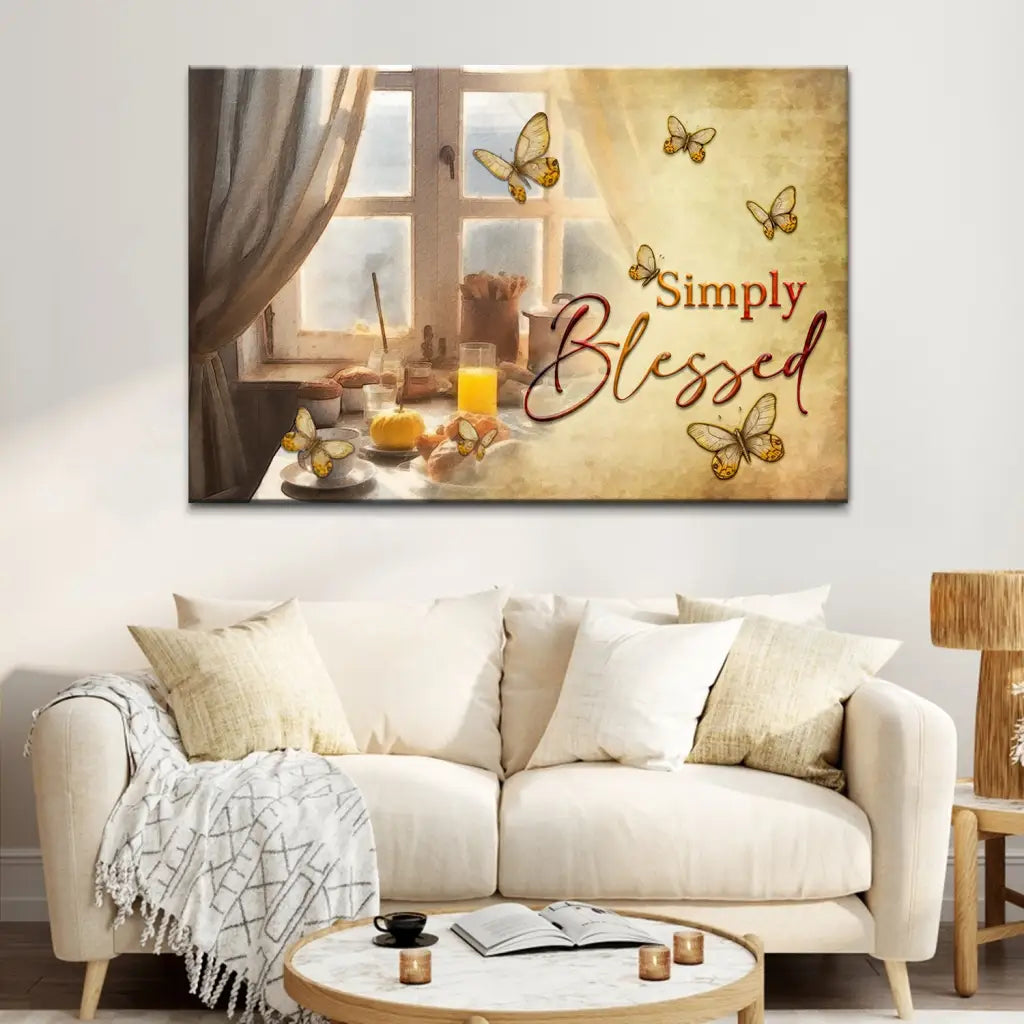 Simply Blessed, Butterfly Window, Wall Art Canvas