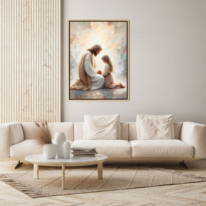 Jesus Praying With Little Girl - Canvas