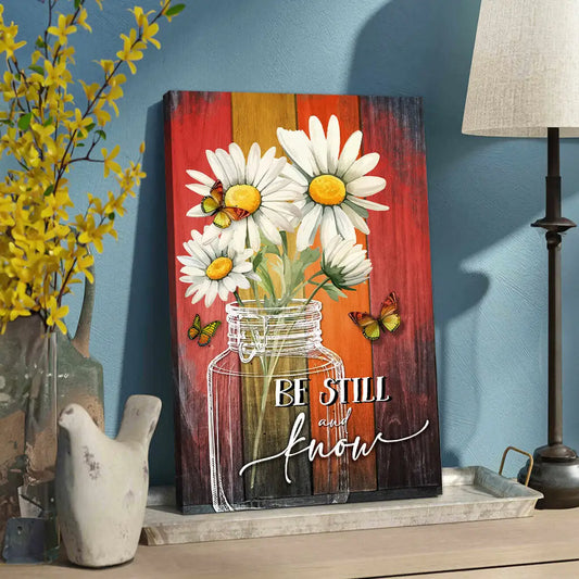 Be Still And Know, Daisy Butterfly, Wall Art Canvas